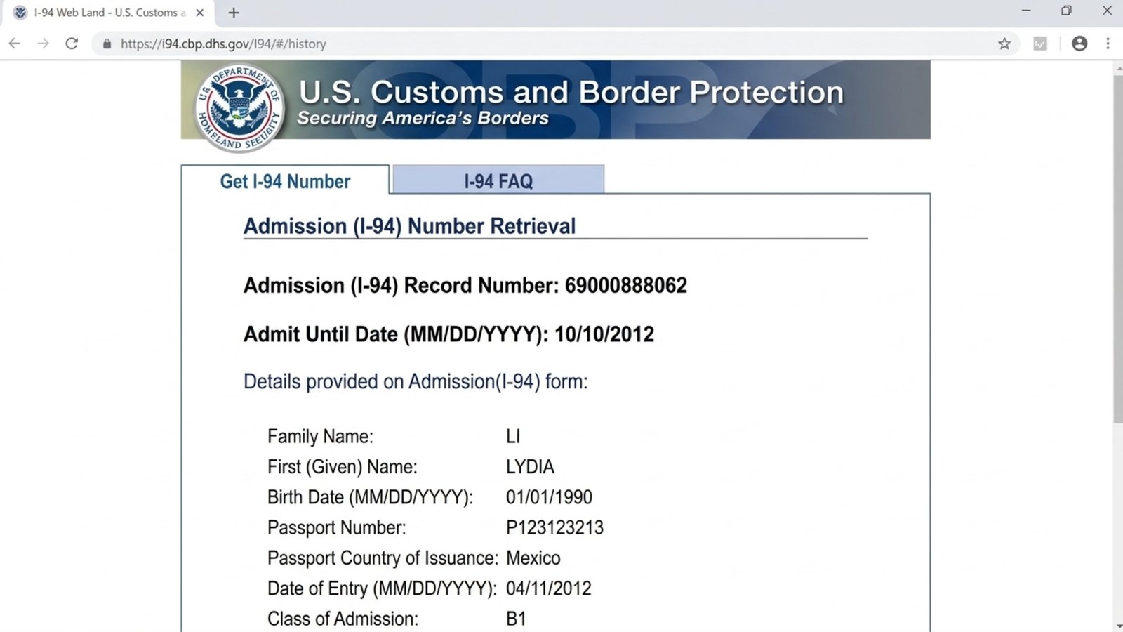 The I-94 is your proof